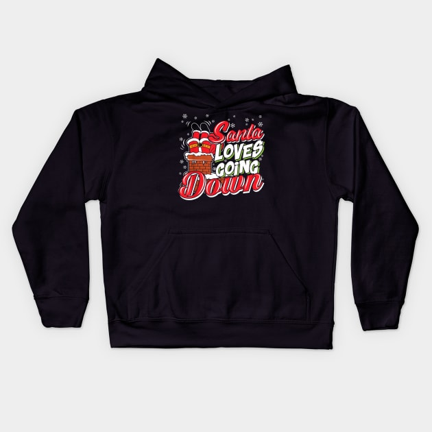 this santa loves going down christmas1 Kids Hoodie by Levandotxi